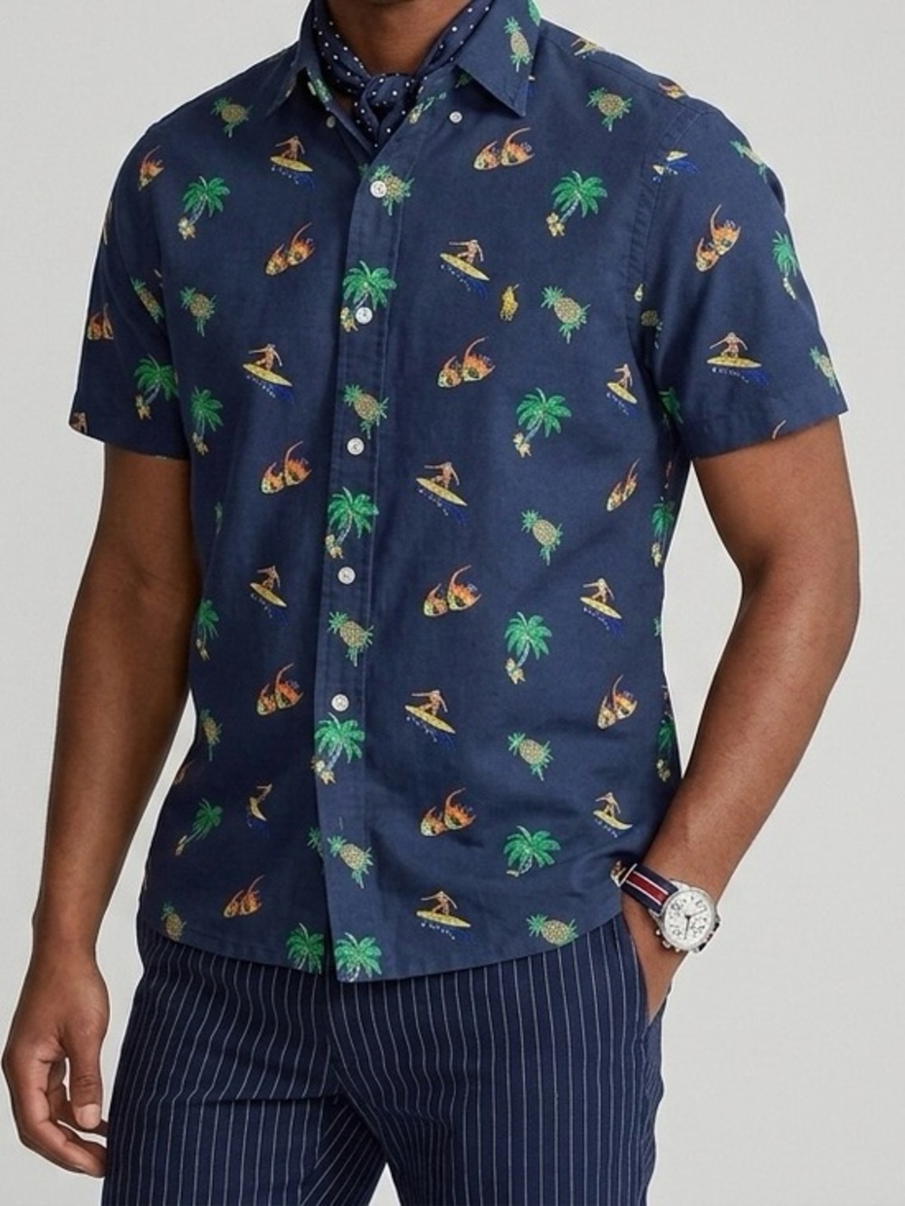 Polo Ralph Lauren Novelty‎ Print Beach Oxford Untucked Fit Shirt